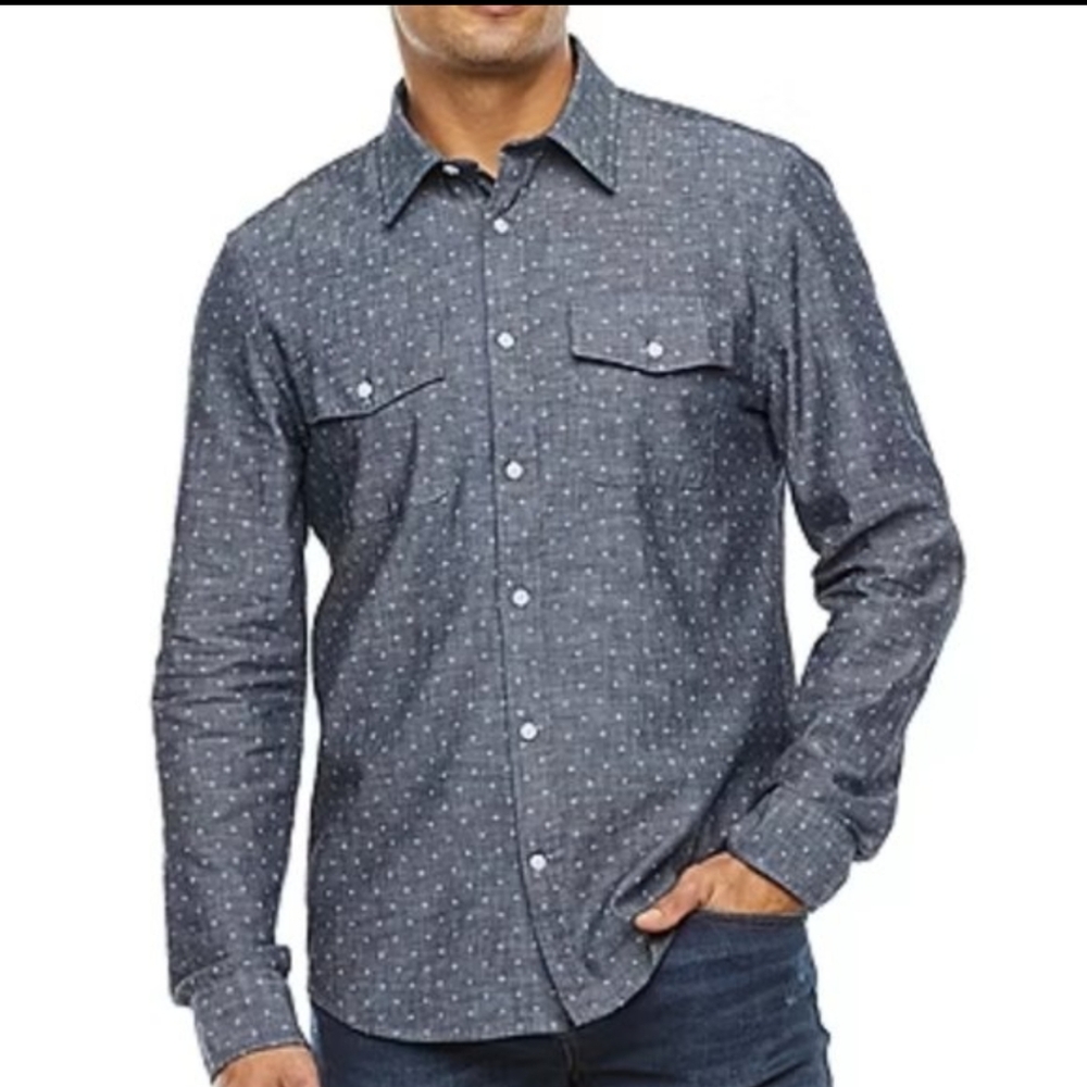 ST. JOHN'S BAY | Men's Geo Print Classic Linen Button  Down Shirt